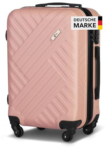 Xonic Design Reisekoffer - ABS Hartschalen Koffer mit 360° Leichtlauf-Rollen - hochwertiger Trolley mit Zahlenschloss in M-L-XL oder Set (Pastell Rosa, M)