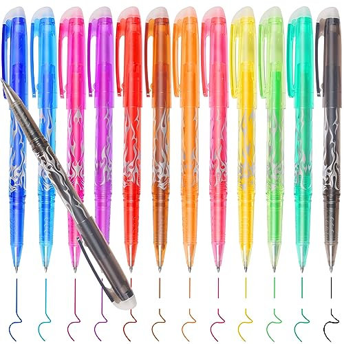 Radierbarer Kugelschreiber,12 Farben 0.5mm Radierbarer Tintenroller,Kugelschreiber mit Radiergummi,Radierbarer Gelschreiber,Radierbare Stifte mit Thermosensitive Tinte für Kinder,Studenten
