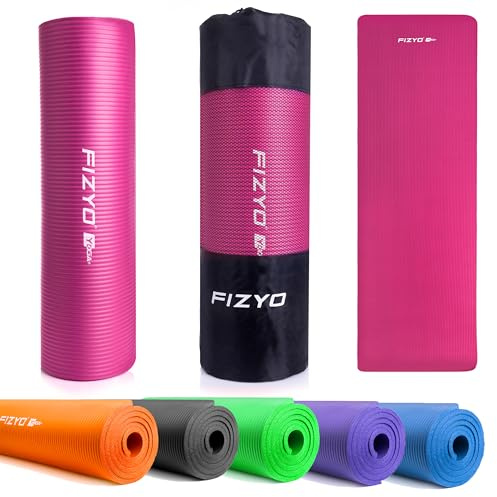 FIZYO Tappetino Yoga e Fitness Antiscivolo Extra Spesso 1 cm – Tappetino per Yoga, Allenamento, Ginnastica, Pilates, Recupero e Relax – Gomma Sintetica NBR – 183 x 61 cm