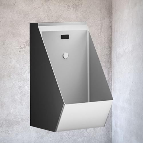 ATYUJKB Wall-Mounted Urinal 304 Stainless Steel Urinal, Men's Urinal Troughs with Sensor Flush Valve, Adult Urinal with Sensor, Splash Urinal Used In Bars, Hotels, Schools (A)