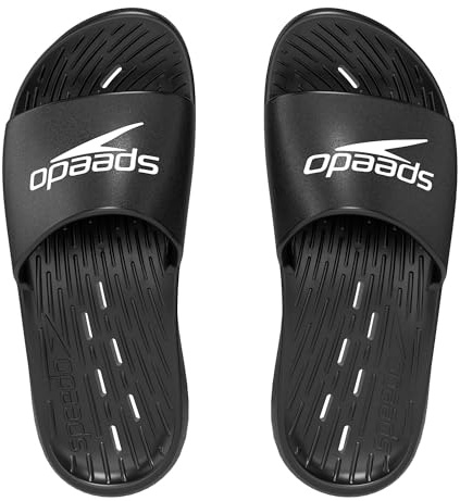 Speedo Men's Slides | Pool Sliders | Quick Dry, Pantone Black, 12