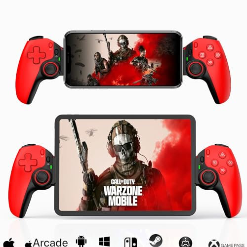 Megadream Mobile Gaming Controller for iPhone/iPad, Wireless Phone Remote Gamepad Bluetooth Joystick for iOS/Android/PC/Switch/Tablet/Cloud Gaming Support Streaming on PS4/Xbox/PC Console Play (red)