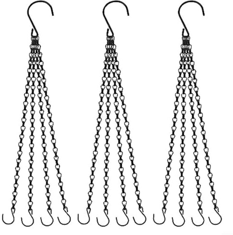 Gbtdoface 3Pcs Flower Pots Necklaces, Standard Hanging Basket Chains 4 Point Plant Pot Basket Chain, For Hanging Lanterns And Wind Chimes, 23.5 Inches