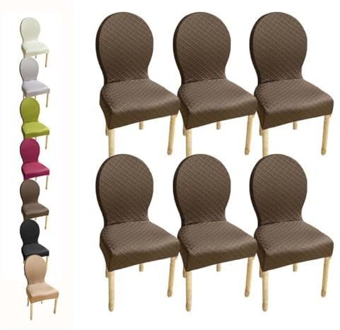 HHONGWYT Stretch Stuhlhussen 4er/6er Set Oben Rund Lehne Stuhlbezug L Lehne Hoch60cm/S Lehne Hoch51CM Stuhlüberzug Stuhlbezüge Nicht Universell Runder Rückenlehne Stuhlschonbezug,G 6pcs,1Small