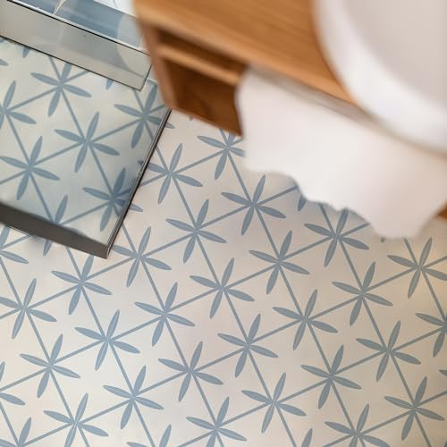 Alwayspon Fliesenaufkleber, 25 Stück x 20 cm, blau-weißes Blumenmuster, selbstklebend, zum Aufkleben auf Fliesen, Transferaufkleber für Badezimmer, Küche, Spritzschutz, abziehen und aufkleben,