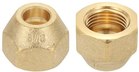 PATIKIL Dado Svasato Ottone 3/8, 2pz 45 Gradi Raccordo Tubo Unione Raccordo Tubo Ottone Tappo Chiusura Adattatore Connettore per Condizionatore d'Aria Prolunga Tubo Rame Acqua Gas, Opaco