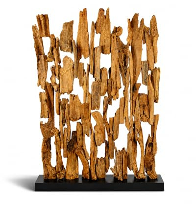 Bressmer BELMIRO Raumteiler 130x200 cm – Handgefertigte Design Trennwand aus recyceltem Teakholz, natürliche Holzoptik, dekorativer Sichtschutz & Paravent für Wohnzimmer, Büro oder Kantine