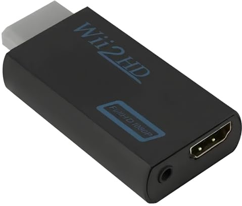 AYMBH Wii to HDMI Converter Adapter – Full HD 1080p/720p Video Output, Supports All Wii Display Modes, Plug & Play with 3.5mm Audio, Compatible with HDMI & DVI Monitors for Enhanced Gaming Experience