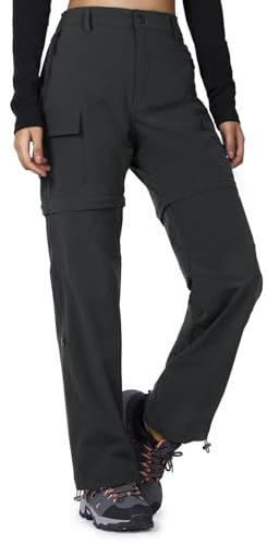 Cycorld Hiking Cargo Trousers Womens Zip Off Waterproof Walking Trousers Lightweight Quick Dry Convertible Stretch Outdoor Casual with 5 Pockets(Black,M)