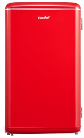 COMFEE' RCD93RE2EURT(E) Frigorifero Monoporta 93L, Design Retrò, Controllo Temperatura Regolabile, Adatto per Casa, Ufficio e Altre Applicazioni Domestiche, Colore Rosso