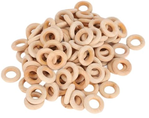 200 Stück 20 mm Bio Holz Schmuck Halskette Armband Handwerk zum Selbermachen, Manuelle Herstellung, nein: Schädlich, unlackierte Holzösen, färbbar, Geeignet für Kinder und
