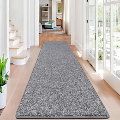 SHACOS Hallway Runner Rug Non Slip Grey 80x300cm Dirt Trapper Runner Indoor Washable Kitchen Mat Rubber Backed Long Hall Rugs Heavy Duty Floor Carpet Mat for Entryway, Laundry Room, Bedroom