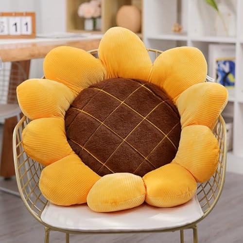 Blumenkissen, Sonnenblumenförmiges Wurfkissen, Bodenkissen, Plüschkissen, niedliches dekoratives Kissen, Sitzkissen und Raumdekoration für Schlafzimmer, Sofa, Stuhl (1, 70 cm)