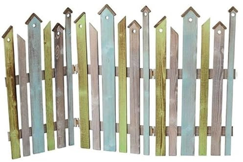 dekorativer farbiger Dekozaun Holz-Zaun Jäger-Zaun 3 Elemente zum klappen - ca. 120 cm lang x 75 cm hoch (3)