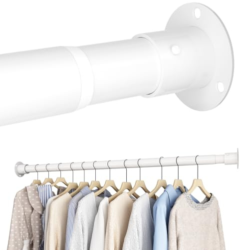Kleiderstange Schrank, Kleiderstange Ausziehbar, Kleiderstangen für Schrank, Kleiderschrank, Waschküchen, 68-90cm Weiß(Durchmesser 32mm)