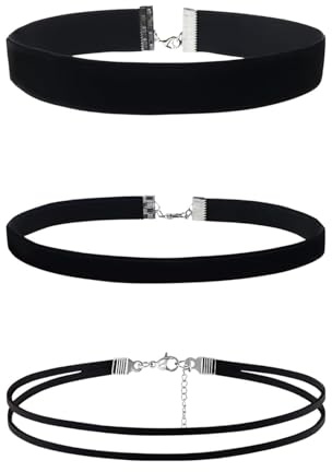 ZesNxj 3 Stück Samt Choker Damen, Verstellbare Klassische Choker Kette Damen, Schwarz Elegant für Frauen & Mädchen, Halsband für Halloween Party Cosplay Geburtstag Tanz
