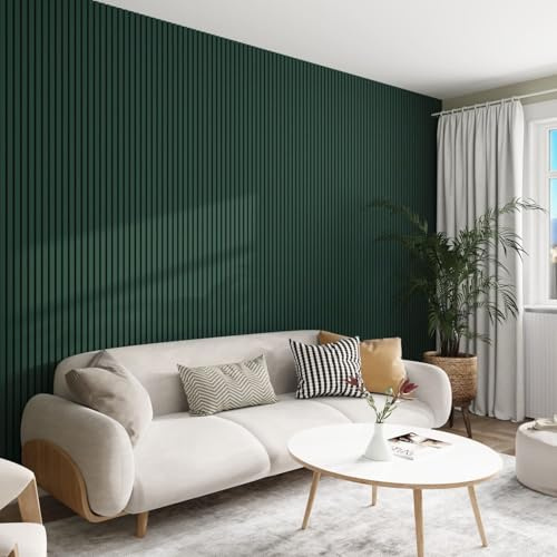 Jobu Acoustic Wall Panels in Rainforest Green with Black Backing, 240cm x 60cm