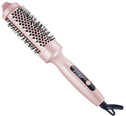 Brosse Chauffante, Thermal Brush Peigne Chauffant 38 mm, Brosse à Boucler Thermique, Brosse Lissante pour Cheveux, 3 en 1 Bigoudis Chauffant Céramique Utilisée Comme Peigne, Fer à Lisser, Fer à Friser