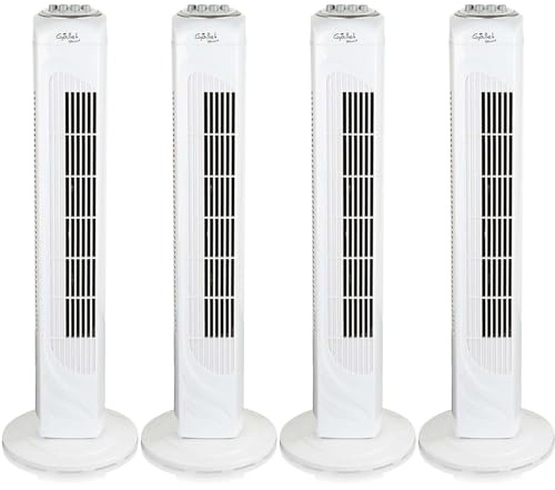 BURI 4x Turmventilator | 74cm Höhe | 3 Geschwindigkeiten | Leise 54dB | Timer 120 Min | Oscillation | Weiß | Kompakt & leistungsstark | Für Wohnung, Büro & Ferienhaus