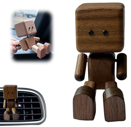 Schüttelmann Holz Wackelfigur Auto, Handgefertigter Schüttelman Armaturenbrett Figur mit Schüttelnden Beinen, Auto Zubehör Innenraum Lustig Holzfigur mit Wackelbeinen für Armaturenbrett Deko (B)