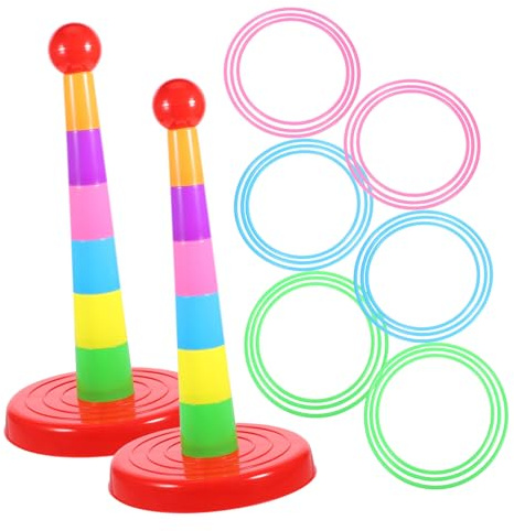 BESTonZON 2 Satz Wurfspiel Kinderspielzeug Aus Robustem Kunststoff Bunte Ringe Und Stapelbecher Fördert Auge Hand Koordination Für Drinnen Und Draußen Outdoor Spiele Für Kinder Und Party