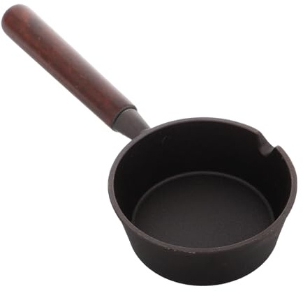 ZUNOXAZ Mini Sartén De Hierro Fundido Para Huevos Tortillas y Panqueques Pequeña Sartén Antiadherente Con Mango De Madera Para Calentar Aceite Casa