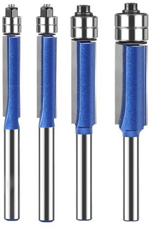 Fresa de Router para Recorte al Ras | 4 Piezas Herramienta De Acabado Preciso | Fresa Para Recortar - Para Carpintería Laminado Contrachapado Puertas Acabado de Superficies Borde de Aluminio