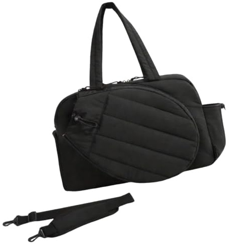 Hellery Bolsa de Tenis, Bolsas de Viaje Deportivas, Portátil, Regalo, Ligera, 35 L, Espaciosa, para Hombre Y Mujer, Organizadora, Poliéster, Bolsa de Pickleba, Negro