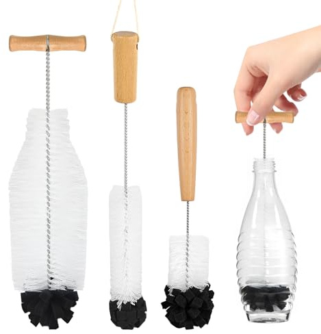 3 Stück Flaschenbürste für Glasflaschen Flaschenreiniger - Flaschenbürste Lang kompatibel mit Sodastream Glasflasche, Kratzerfreier Flaschenreiniger Bürste, Bottle Brush für Glaskaraffe, Babyflaschen