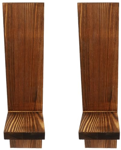 NUOBESTY Bougeoir Mural en Bois Vintage 1 Paire Support Bougies Chauffe-Plat Décoratif Rustique pour Salon Chambre Salle à Manger Décoration Intérieure Noël Halloween