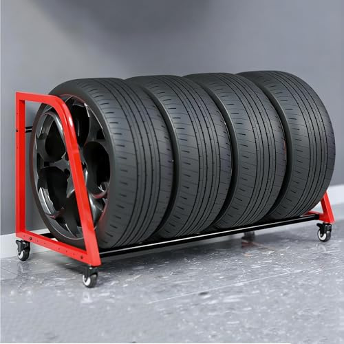 Rolling Tires Storage Rack for Garage and Transport Trailer, Heavy Duty Tires Holder Mobile Tires Storage Shelf Cart with 4 Wheel, Repair Shop Tires Shop Spare Tires Carrier Warehouse Firewood Rack