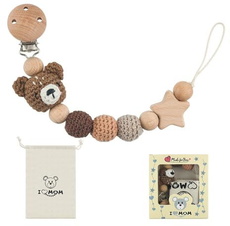 Baby Clip Chain with Wooden Clip, Anti-Loss Teething Toy Lanyard for Infants Safe Soothing (115) Newborns Soother Holder