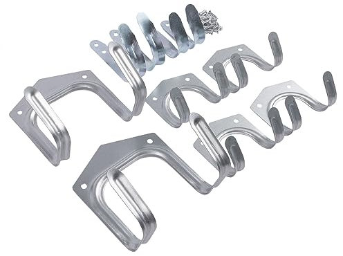 10x Iron Shed Hooks Set - Heavy-Duty Wall-Mounted Garage Garden Tool Bike Ladder Organiser Rack Brackets - by Blackspur