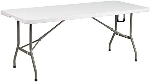 Flash Furniture Klapptisch, Metall, Polyethylen, Kunststoff, Granitweiß, 182,9 x 76,2 x 73,7 cm