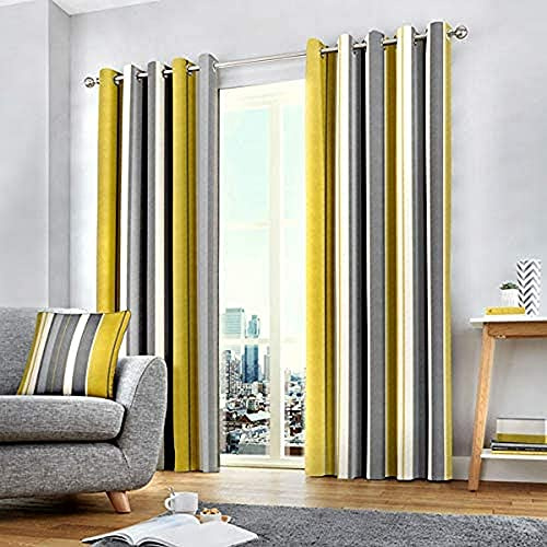 Fusion Två gardinpaneler, bomull, polyester, ocka, B 168 cm (66) x D183 cm (72)