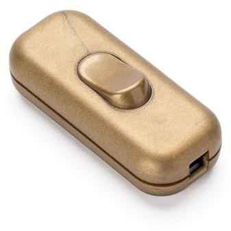 ORION LIGHTSTYLE Zwischenschalter Schnurschalter Kabel Schalter EIN/AUS Gehäuse Wippschalter 2A für Stehlampen, Tischlampen, 1 Stück (Gold)