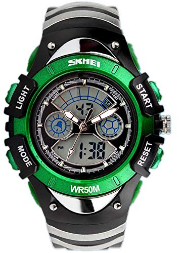 TONSHEN Kinderuhr Multifunktional Outdoor Militär Sportuhr 50M Wasserdicht Analog Quarz LED Doppelte Zeit Digital Uhren Plastik Lünetten und Kautschuk Band
