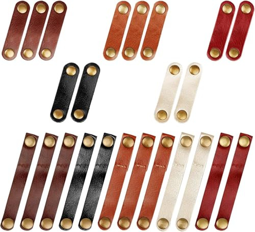 Viaky 24 Pcs Leather Cord Organizer Cable Ties,Cable Straps for Cords