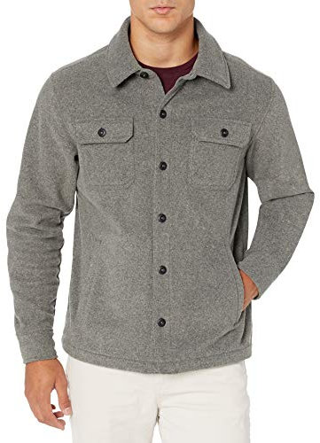 Amazon Essentials Giacca Camicia Invernale in Pile Polare a Maniche Lunghe Uomo, Carbone Puntinato, M