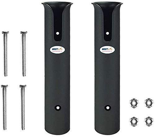 POFET 2pcs Poles Wall Mounted Fishing Rod Holders Tubes Links Fishing Rod Holder Rack Rests with Screws - Black