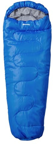 Eurohike Snooze Mummy Sleeping Bag for Adults, Teens, Kids, 1 Person, 2 Season, Spring & Summer, Lightweight, Warm, Indoor & Outdoor Use, Camping, Hiking, Backpacking, Travelling, Stuff Sack, Blue