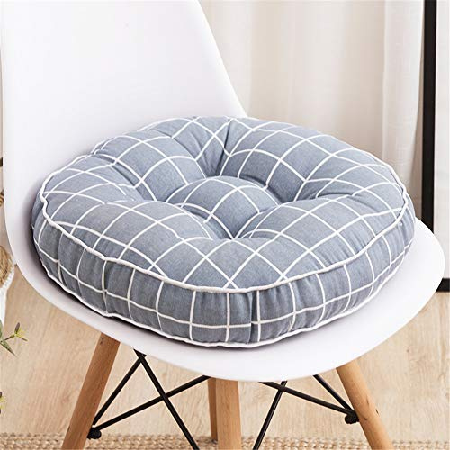 FANSU Round Chair Cushion Seat Pads, Nordic Style Linen Tatami Chair Seat Pads Cushion Thick Padded Booster Chair Cushion for Home Dining Floor Patio Garden or Office (Gray Lattice,45x45x10cm)