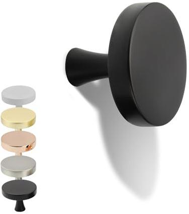 Natural Goods Berlin Möbelgriffe rund KREISEL 1 Stück Schwarz/Möbelknöpfe mit ⌀31mm / Schrankknöpfe passend für 15-22mm Türstärken/Griffe für Küchenschränke, Kommoden, Sideboard etc.