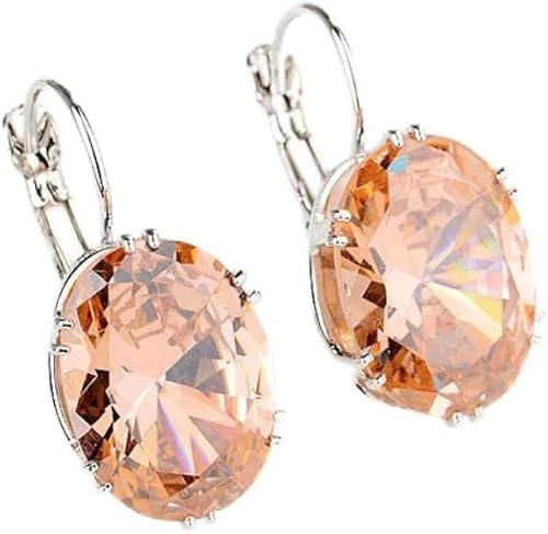 Cunluna 925 Silber Schmuck Ohrringe mit mehrfarbigen oval geformten Saphir Edelstein Tropfen Ohrringe für Frauen Hochzeit-JS-ZRE748-champange