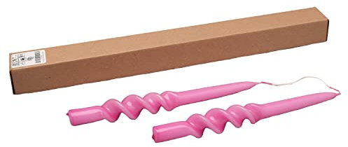 G Decor Juego de 2 velas de 9 pulgadas en espiral torcidas a mano sumergidas cónicas de iglesia para cena (rosa)