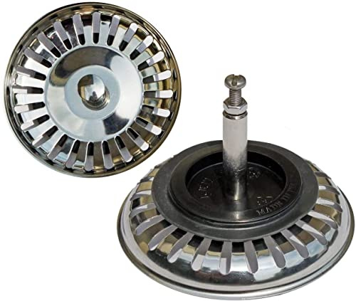 BEAUTYBIGBANG 2 Stück Edelstahl Spülbecken Siebkörbchen Abflusssieb Spüle zubehör Sieb Küchenspüle Stopper Siebkörbchen mit Zapfen (20 Schlitze) für Stopfenbedienung 80mm