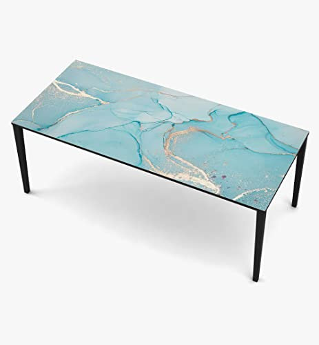 MyMaxxi - Selbstklebende Tischfolie Marmor Eisplatten blau kompatibel mit IKEA Lacktisch Steine Mauer Farbverlauf Mauerziegel Möbelfolie Aufkleber - blasenfrei zu verkleben, 80 x 160cm