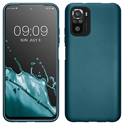 kwmobile Funda para Xiaomi Redmi Note 10 / Note 10S Carcasa - Case TPU y Silicona Ultrafino - Antigolpes con Bordes elevados - Apto Carga inalámbrica - Azul metálico