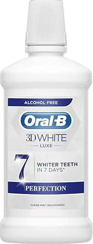 Oral-B Perfection Whitening Mundwasser, Minzgeschmack, weißere Zähne in 7 Tagen, ohne Alkohol, Maxi-Pack, 12 Mundspülungen (12 x 500 ml)