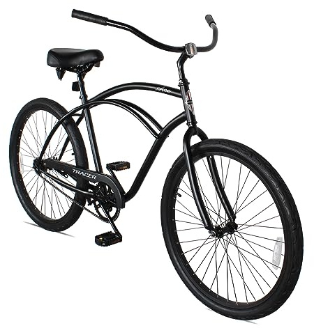 Tracer ACE 26-Inch Beach Cruiser Bike for Adult Men and Women, Single-Speed Coaster Brake, 26-Inch Wheels, 17-Inch Steel Frames, Adult Hybird Bicycles, Vintage Classic Cruiser Handlebar (Black)